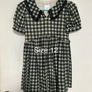 Plaid Kids Dress - Black and White